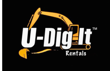 U-Dig It Rentals™ logo featuring an orange excavator graphic with bold white text ‘U-Dig It Rentals’, representing heavy equipment and skid steer rentals in Saint John, New Brunswick.